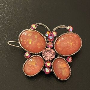 Vintage 🦋 Brooch Pink Rhinestone Excellent Condition